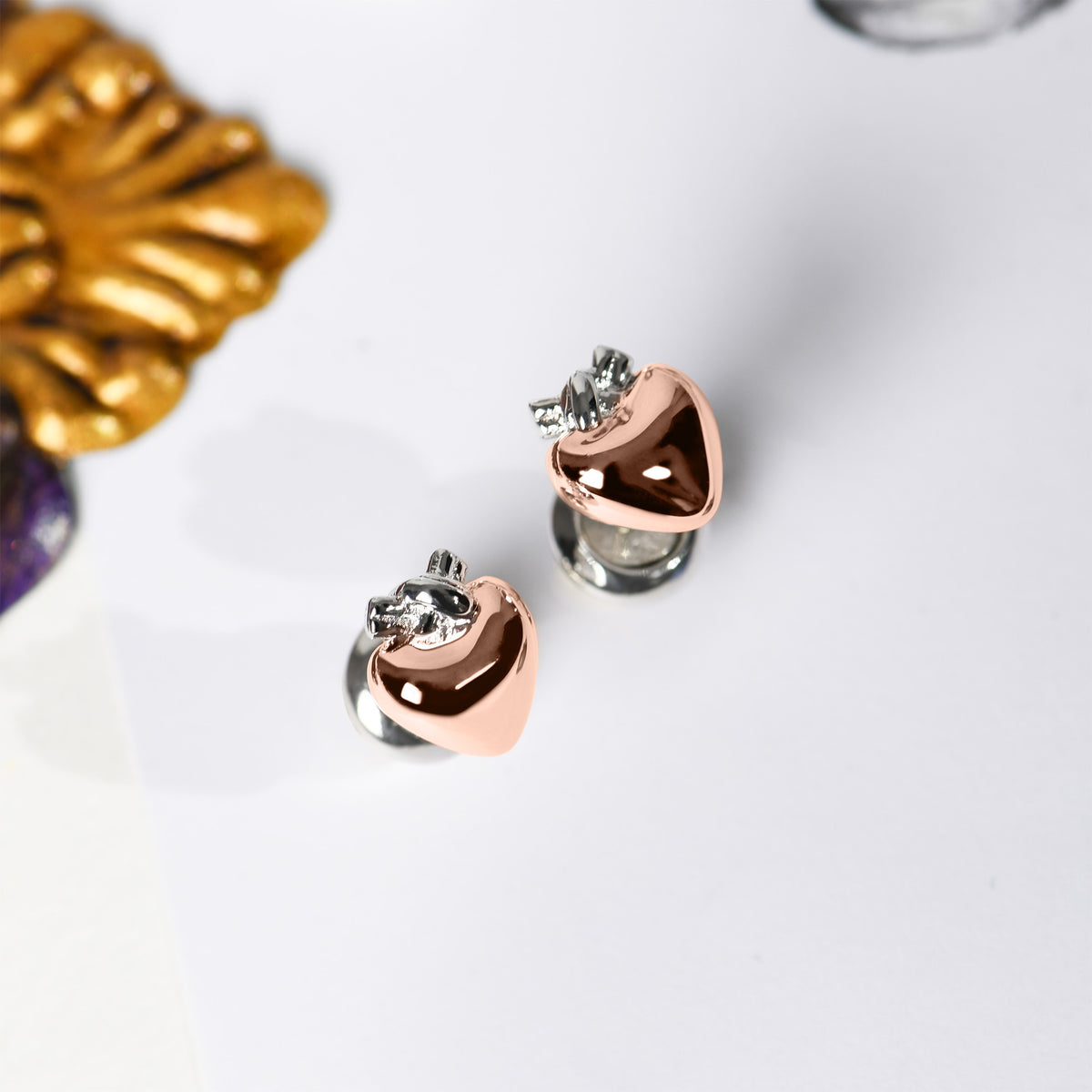ARETES CORAZÓN ANUDADO VERMEIL ROSA